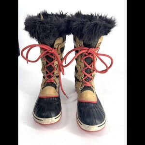 Sorel Tofino Winter Lined Boots Fur Women Herringbone Quilted Waterproof Sz 8.5